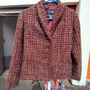 Requirements Women's Burgundy Tweed Jacket Vintage Era